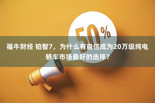 福牛财经 铂智7，为什么有自信成为20万级纯电轿车市场最好的选择？
