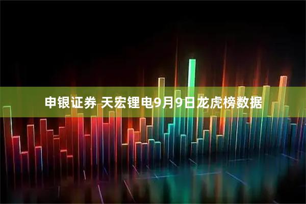 申银证券 天宏锂电9月9日龙虎榜数据